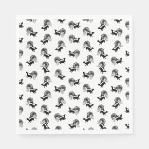 Vintages Skunkmuster CUSTOM HINTERGRUNDFARBE Serviette