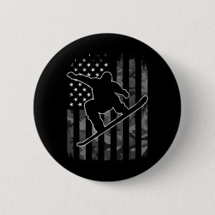 Vintages Snowboard Camouflage Usa American Flag Sn Button