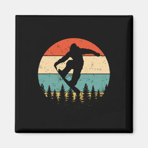 Vintages Snowboarden - Retro-Snowboard Magnet