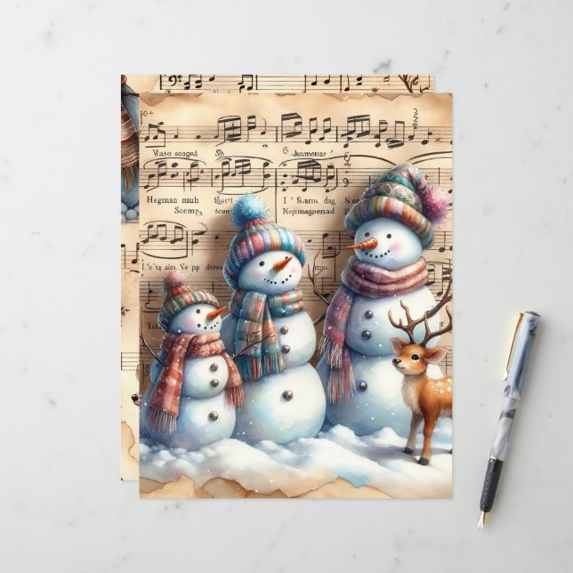 Vintages Snowmen-Scrapbook (Vorderseite/Rückseite Beispiel)