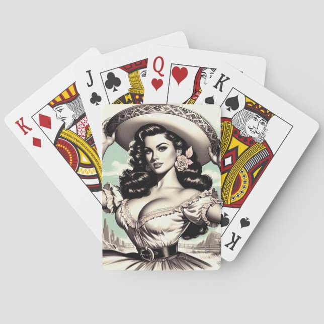 Vintages Sombrero-Button Spielkarten (Rückseite)