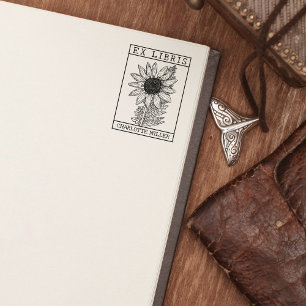 Vintages Sonnenblumenbuch Ex Libris Gummistempel