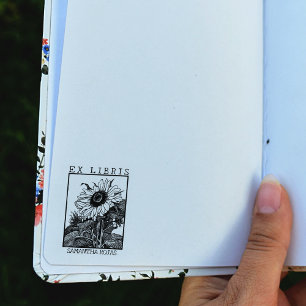 Vintages Sonnenblumenbuch Ex Libris Gummistempel