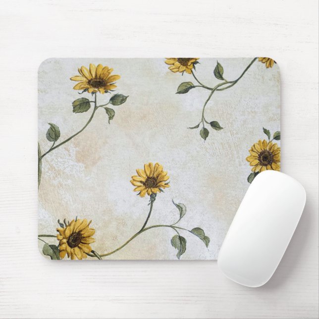Vintages Sonnenblumendesign Mousepad (Mit Mouse)