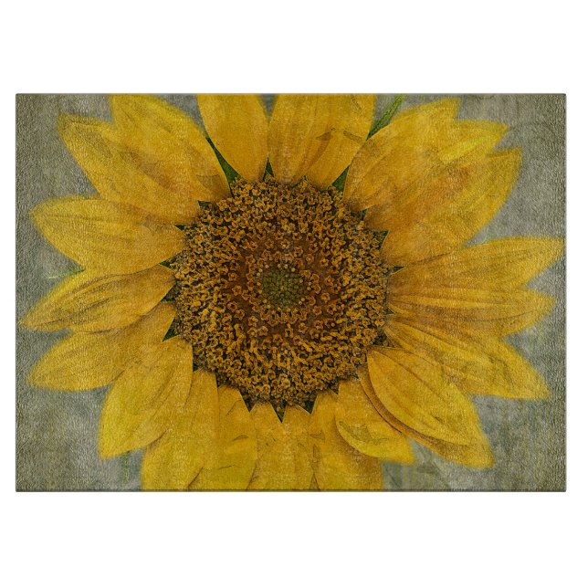 Vintages Sonnenblumenglas Schneidebrett (Vorderseite)