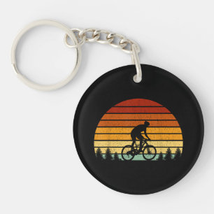 Vintages Sonnenuntergang Mountainbike-Geschenk für Schlüsselanhänger
