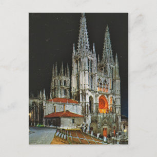 Vintages Spanien, Burgos, Kathedrale, Nachts Postkarte