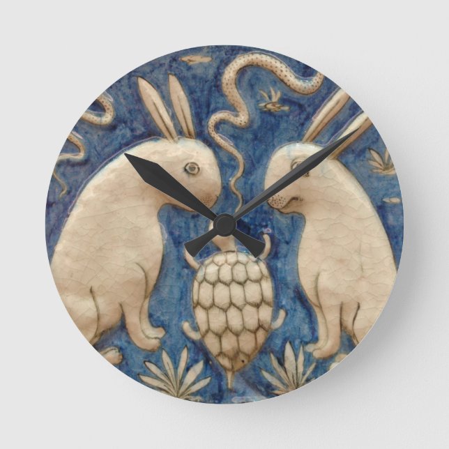 Vintages Spanisches Kaninchen Runde Wanduhr (Vorderseite)