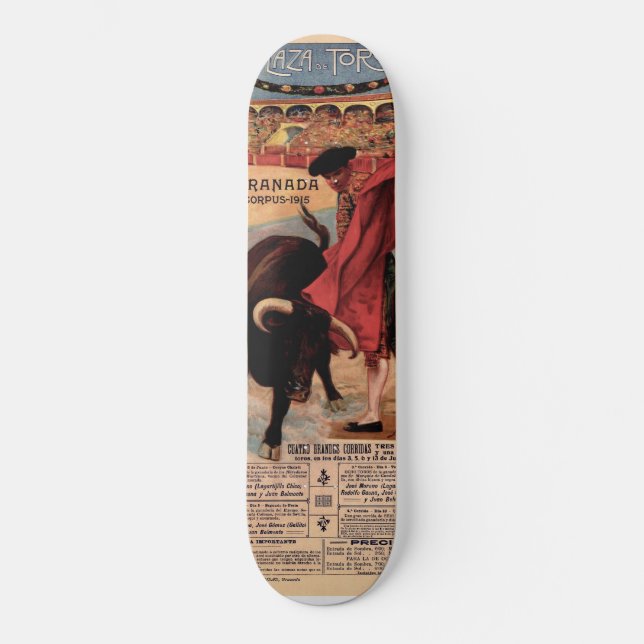 Vintages Spanisches Stierkampfskateboard Skateboard (Vorderseite)