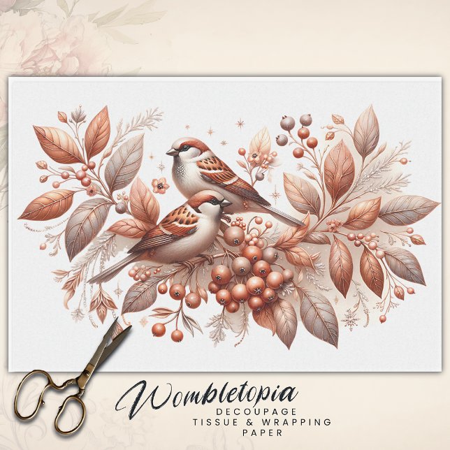 Vintages Sparrow-Pair-Dekoupage Seidenpapier (Von Creator hochgeladen)