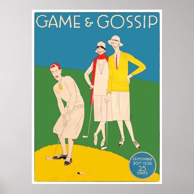 Vintages Spiel und Klatsch Golf Print Poster (Vorne)