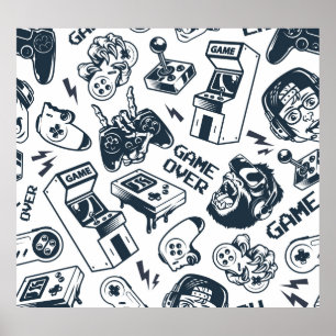 Vintages Spielmuster rückwärts. Poster