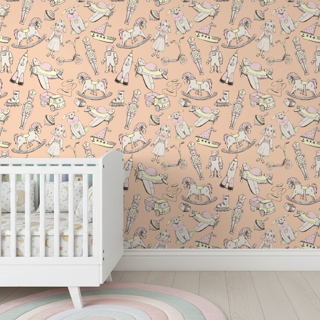 Vintages Spielzeugmuster Pink/Gelb ID783 Tapete (Von Creator hochgeladen)