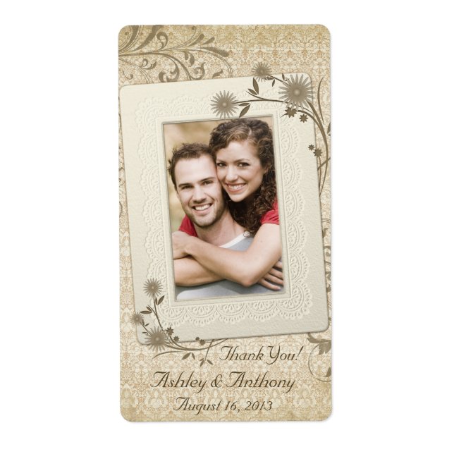 Vintages Spitzen-Foto Hochzeitswein Flasche (Vorne)