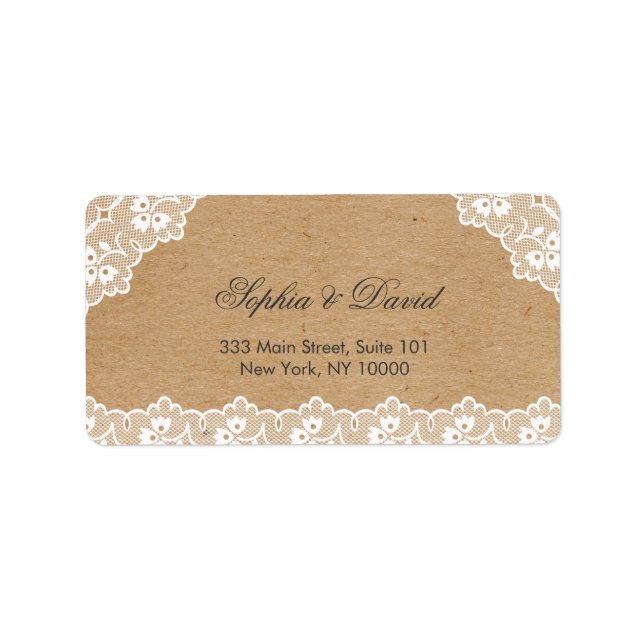 Vintages Spitzenpapier Hochzeitskunst Adressaufkleber (Vorne)