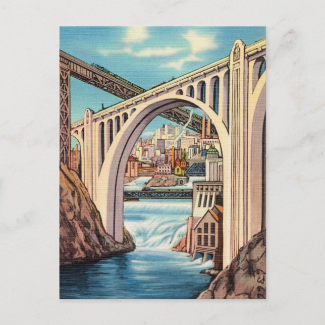 Vintages Spokane, Washington und Fall Postkarte (Vorderseite)