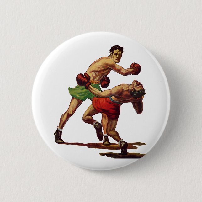 Vintages Sportboxen, Boxen im Kampf Button (Vorderseite)