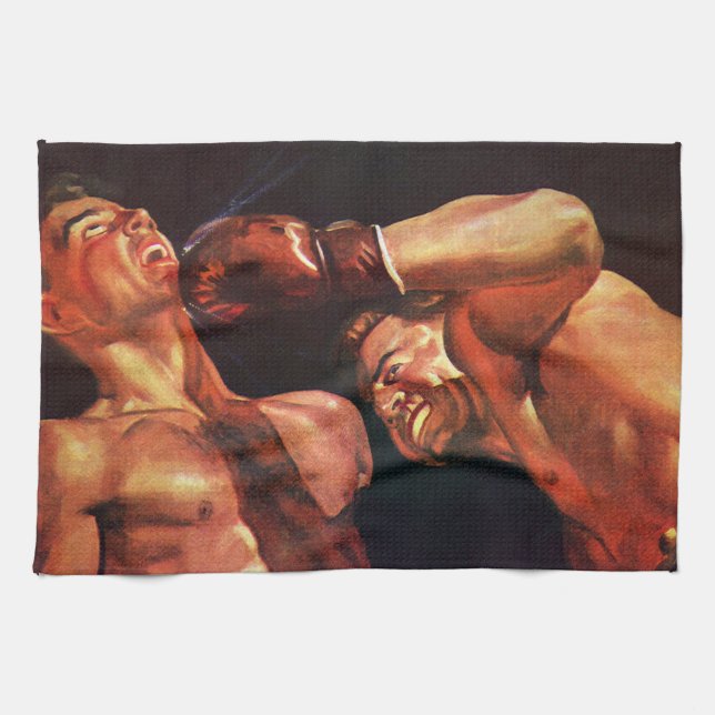 Vintages Sportboxen, Boxen Punching Fight Geschirrtuch (Horizontal)