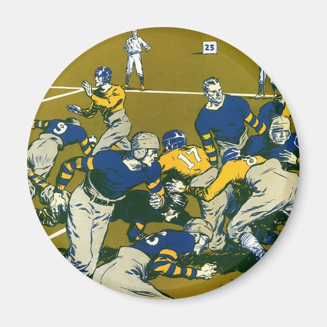 Vintages Sportfußballspiel, Gold vs. Blue Teams Magnet (Vorne)