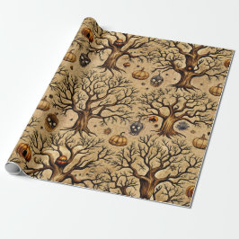 Vintages Spuk Baummuster Geschenkpapier