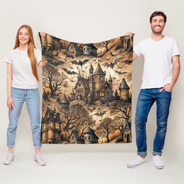 Vintages Spuk Haus Fleecedecke (Beispiel)