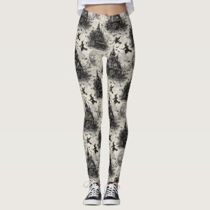 Vintages Spuk Haus und Hexenturmmuster Leggings