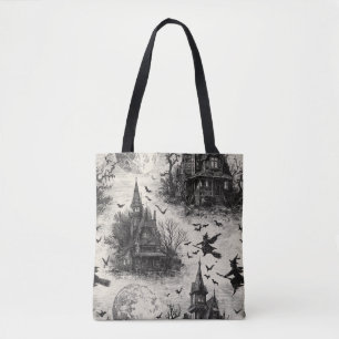 Vintages Spuk Haus und Hexenturmmuster Tasche