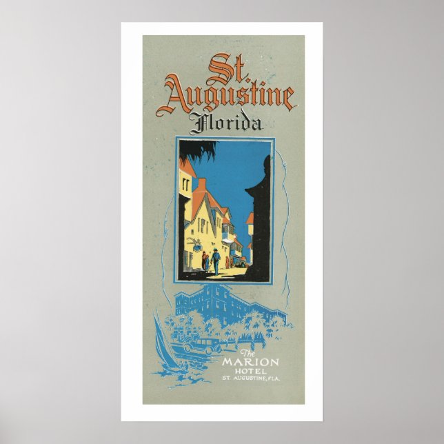 Vintages St. Augustine Florida Reisen und Kunstgew Poster (Vorne)