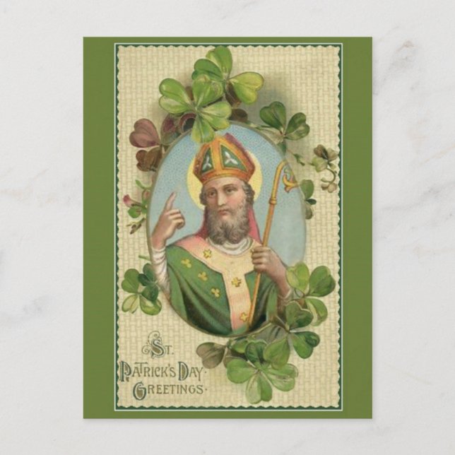 Vintages St. Patricks Day Gebet & Segen Postkarte (Vorderseite)
