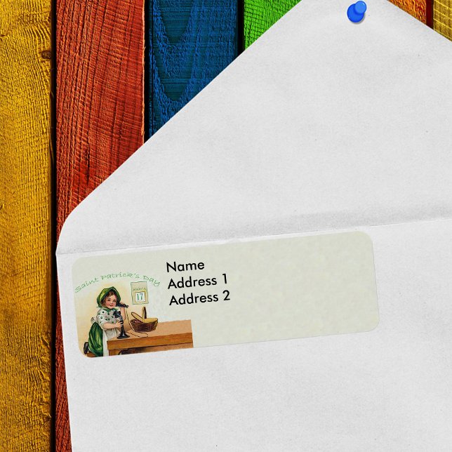 Vintages St. Patrick's Day Girl (Vintage St Patricks Day girl in green on return address labels.)