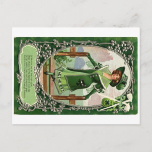Vintages St. Patrick's Day Girl Postkarte