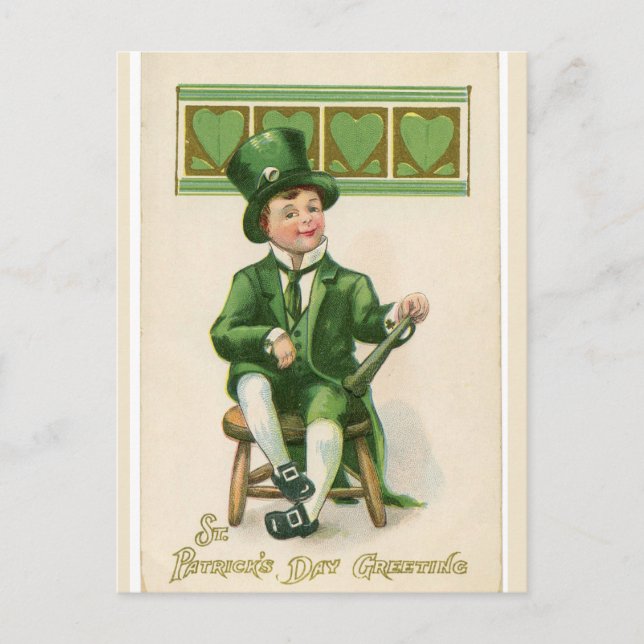 Vintages St. Patrick's Lucky Loving Leprechaun Postkarte (Vorderseite)