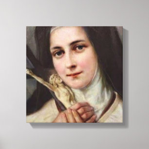 Vintages St.Therese wenig Blumen-Kruzifix Leinwanddruck