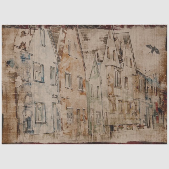 Vintages Stadtbezirk Seidenpapier (Vorderseite)