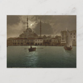 Vintages Stadtbild von Istanbul mit Mondlicht Postkarte