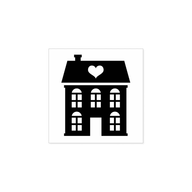 Vintages Stadthaus mit Herzkautschuk Briefmarke Gummistempel (Prägung)