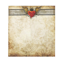 Vintages städtisches Vinged Tattoo Herz Notepad