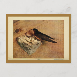 Vintages Stallschlucken farbiges Litho Foto Postkarte