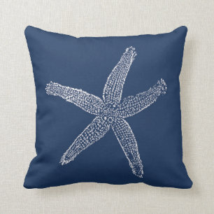 Vintages Starfish-Illustrations-Marine-Blau Kissen