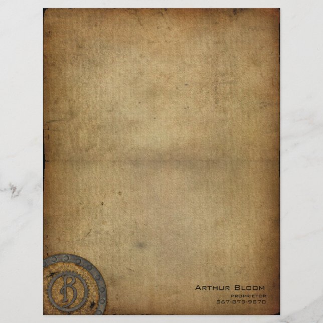 Vintages Steampunk Monogramm B Briefbogen (Vorderseite)