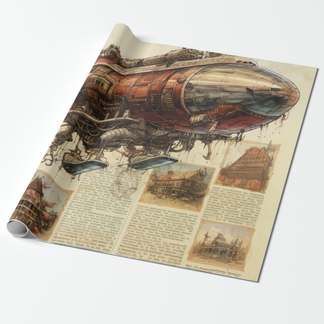 Vintages Steampunk-Zeppelin (11) Gewebepapier Geschenkpapier (Ungerollt)