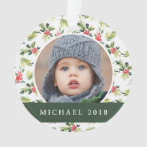 Vintages Stechpalmen-, Beeren-u. Kiefern-Muster