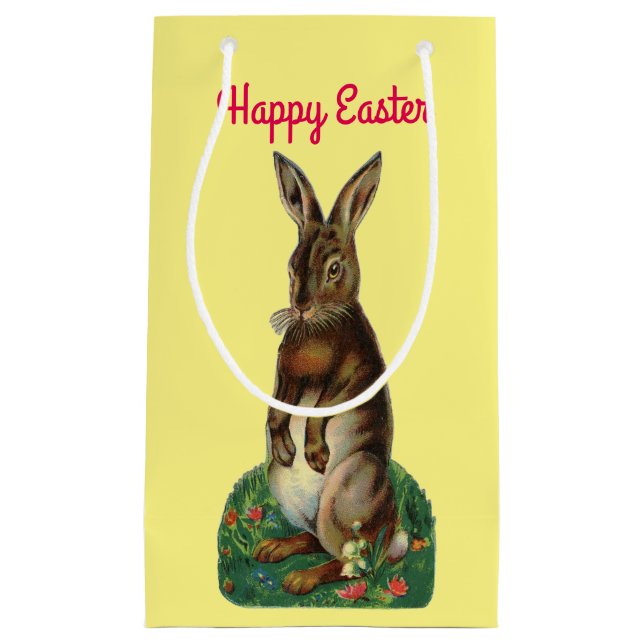 Vintages stehendes Häschen Kleine Geschenktüte (Vorderseite)