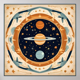 Vintages Stellar-Kinderzimmer, Weltraum, Kosmos, U Poster