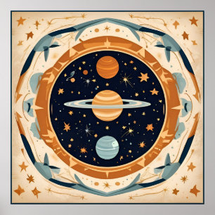 Vintages Stellar-Kinderzimmer, Weltraum, Kosmos, U Poster