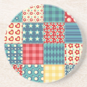 Vintages Steppmuster: Patchwork-Hintergrundmuster. Getränkeuntersetzer