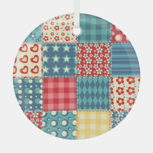 Vintages Steppmuster: Patchwork-Hintergrundmuster. Ornament Aus Glas