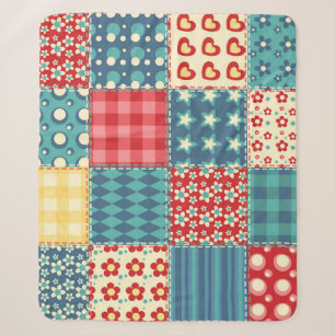 Vintages Steppmuster: Patchwork-Hintergrundmuster. Sherpadecke