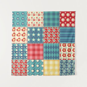 Vintages Steppmuster: Patchwork-Hintergrundmuster. Wandteppich