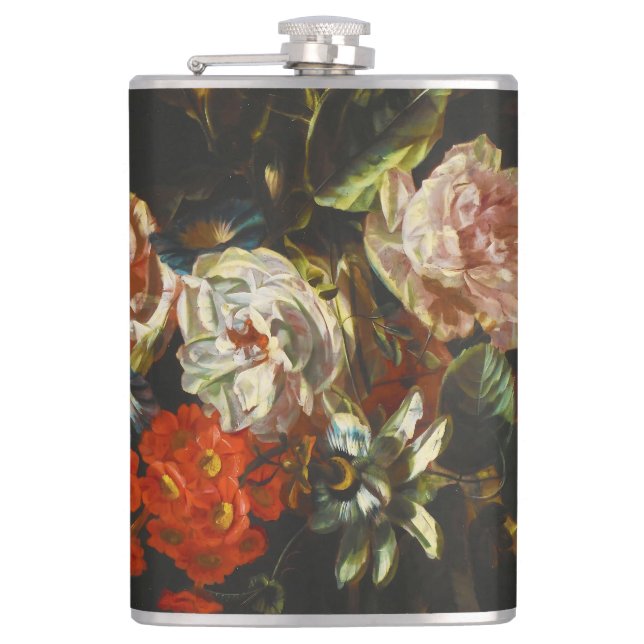 Vintages Stillleben mit Blume Flachmann (Vorderseite)